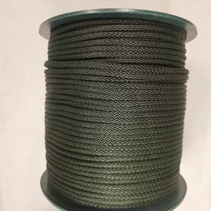 Hekletråd/macramecord 5 mm (farge Nr.227) mørk mose grønn blank