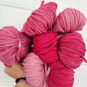 Ombre hekletråd 5 mm farge sett Rosa/lys rosa (25-27)