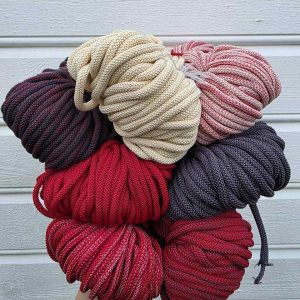 Ombre hekletråd 5 mm farge sett Offwhite/rød/grå (3/26/16)