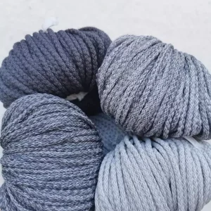 Ombre hekletråd 3 mm (farge sett 11-15)