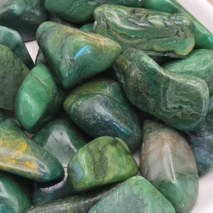 Buddstone - Afrikansk Jade - Prasem -  Tromlet stein