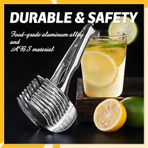 🍋 50 % RABATT NÅ! Kreativt kjøkkenverktøy – håndholdt skjærer i matvaregodkjent aluminiumslegering. Rask skjæreholder for sitron, tomat, løk og myke frukter og grønnsaker.