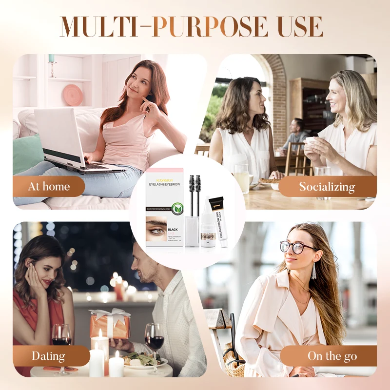 👁️ Profesjonelt Fargesett for Vipper & Bryn – Holder i 45–60 Dager! ✨ Vanntett & Smudgesikker – Perfekt for Hverdag & Trening. 🎨 3 Naturlige Nyanser – Dekker Grå Hår & Gir Et Ungdommelig Utseende. - Image 7