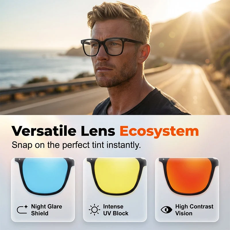 🧲 Magnetiske 3-i-1 Briller – Solbriller & Lesebriller i Ett! ✨ Bytt Enkelt Mellom Stiler med Magnetklips. 🕶️ Perfekt for Bilkjøring & Hverdagsbruk - Image 3