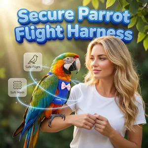 🦜 Sikker Parrot Flight Sele med Line – Pustende Mesh-stoff & Lettvekt Design! ✨ Trygg Utendørs Trening & Tilbringning – Perfekt for Papegøyer. 🔗 Rustfri Krok