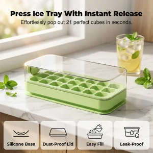 🧊 Food-Grade Press-Type Isbitbrett – 21 Store Isbiter & Lekkasjesikker Forsegling! ✨ Blokkerer Fryserlukt – Perfekt for Cocktails & Iskaffe.