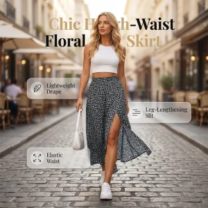 🌺 Ditsy Blomster Høy-Midje Splittskjørt – Elegant & Forlengende Silhouett! ✨ Lett & Pustende Stoff – Perfekt for Sommervær. 🌸 6 Farger & Størrelser S-2XL – Kjøp 3 for 10% Ekstra Rabatt! 👗