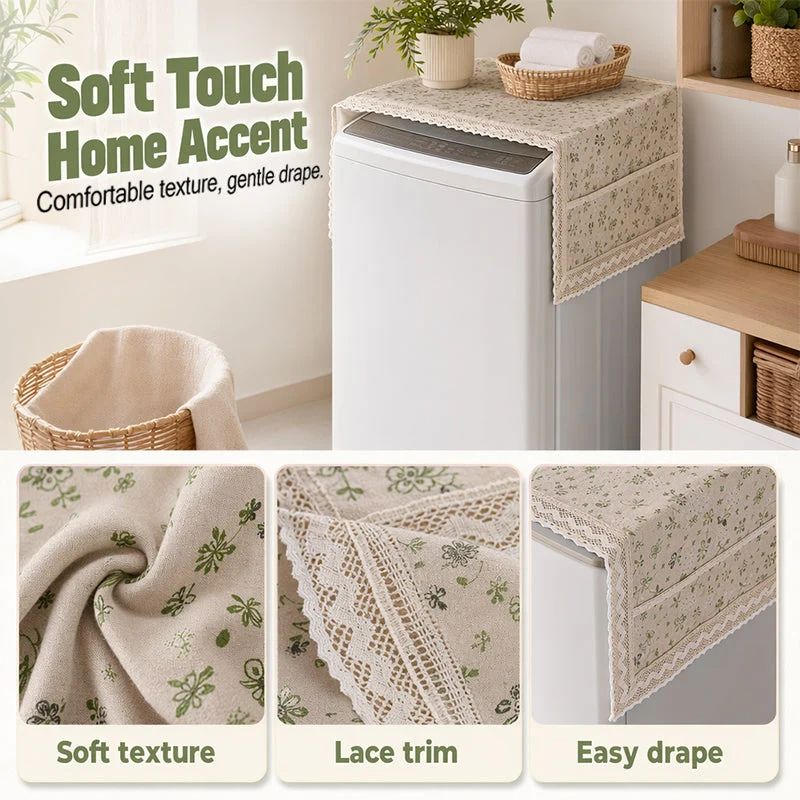 🧺 Bomull-Lin Kjøleskap Støvtrekk med Lommer – Dekorativt & Praktisk for Hvitevarer! ✨ Mykt Stoff & Kantsøm – Perfekt for Kjøleskap, Vaskemaskin & Sideboard. 📏 2 Størrelser – Kjøp 3 for 10% Ekstra Rabatt! 🏠 - Image 9