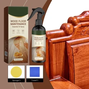 🐝 Naturlig Bivoks Gulvpleie & Fornyelsesspray – Gjenoppretter Glans & Beskytter Treverk! ✨ Nærende Formel – Forsegler & Repellerer Vann. 🧴 120ml – Inkluderer Håndkle & Svamp. Kjøp 3 for 10% Ekstra Rabatt! 🏠