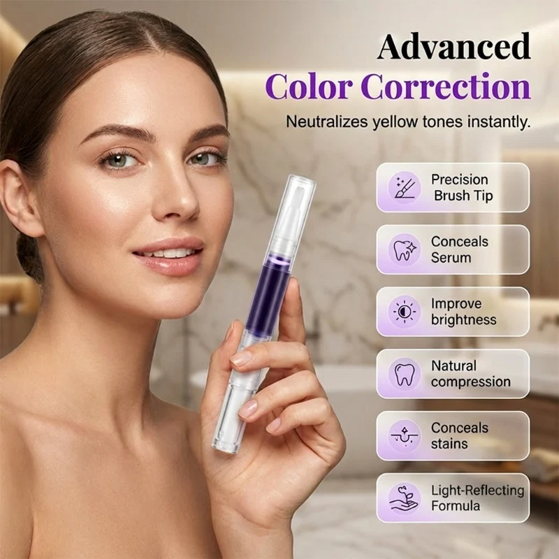 🦷 Bærbar Tannblekingspenn Påfyll – 3-pakning med Lilla Fargekorrigerende Serum! ✨ Myk Børstespiss – Gir Strålende Smil Overalt. 💜 Nøytraliserer Gule Toner – Kjøp 3 for 10% Ekstra Rabatt! 🌟 - Image 6